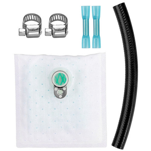 F90000285 525LPH Fuel Pump + Flex Hose E85 Connectors Install Kit For Walbro TI