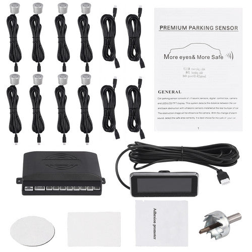 Front Rear LED Car Reverse Parking 8 Sensor Buzzer Alarm Kit + Display Monitor