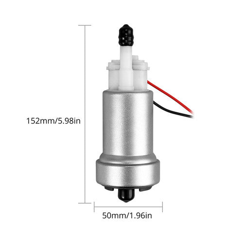 F90000285 525LPH Fuel Pump + Flex Hose E85 Connectors Install Kit For Walbro TI