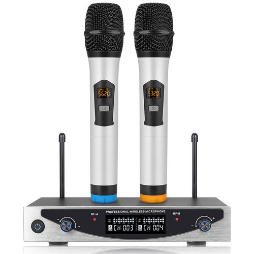 Professional Dual Wireless Microphone UHF Cordless Handheld Mic System Karaoke