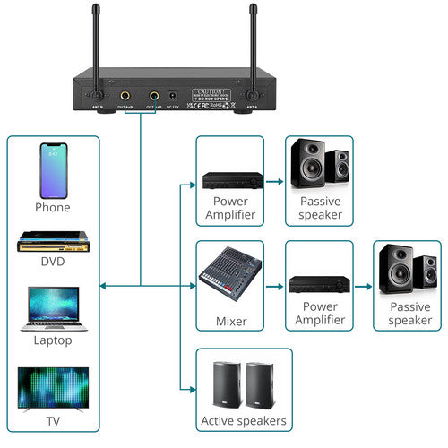 Professional Dual Wireless Microphone UHF Cordless Handheld Mic System Karaoke