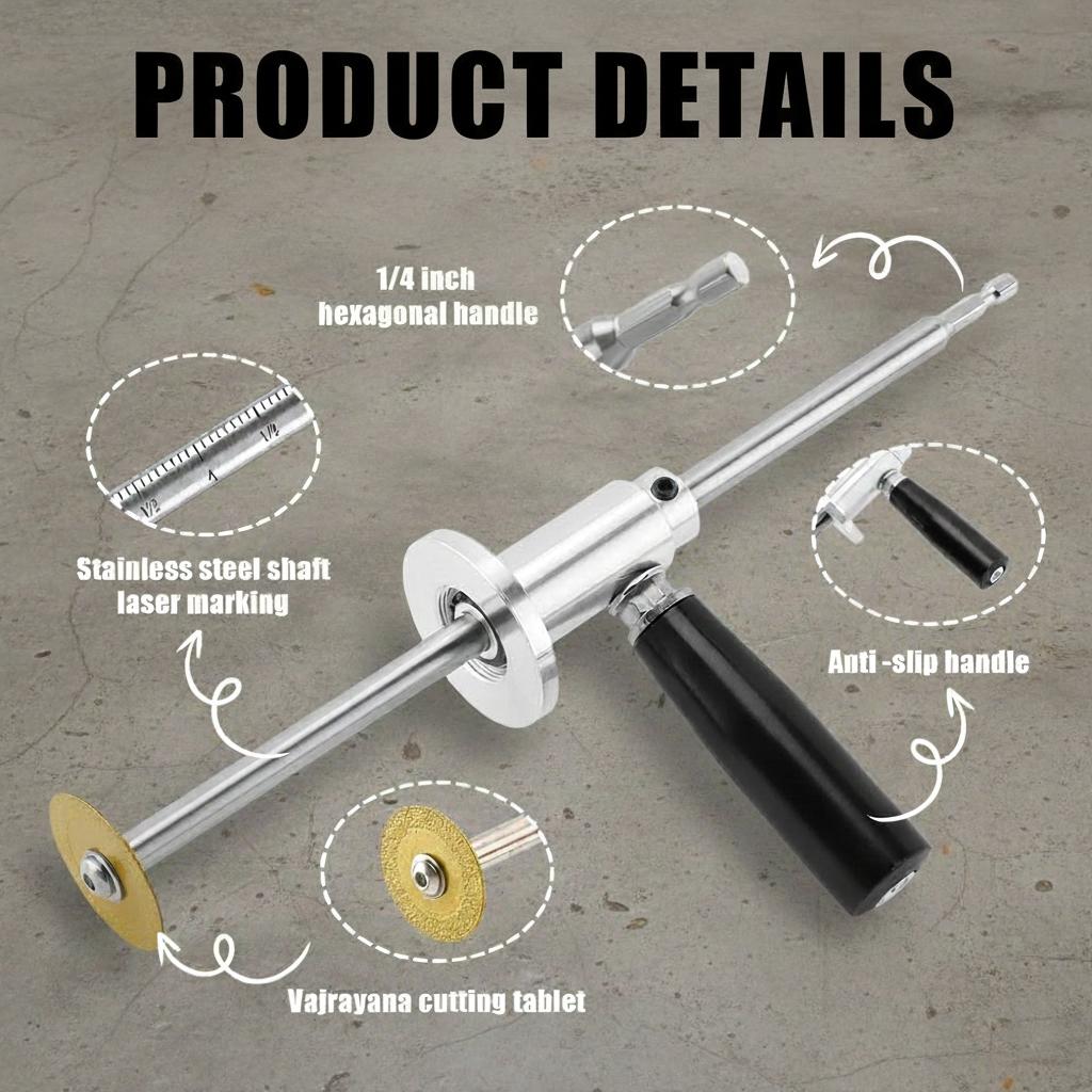 esynic PVC Pipe Inside Cutter with Diamond Grit Cutting Wheel & 7 Inch Adjustable Depth 1/4 Inch Hex Shank Compatible with Impact Drivers and Drills