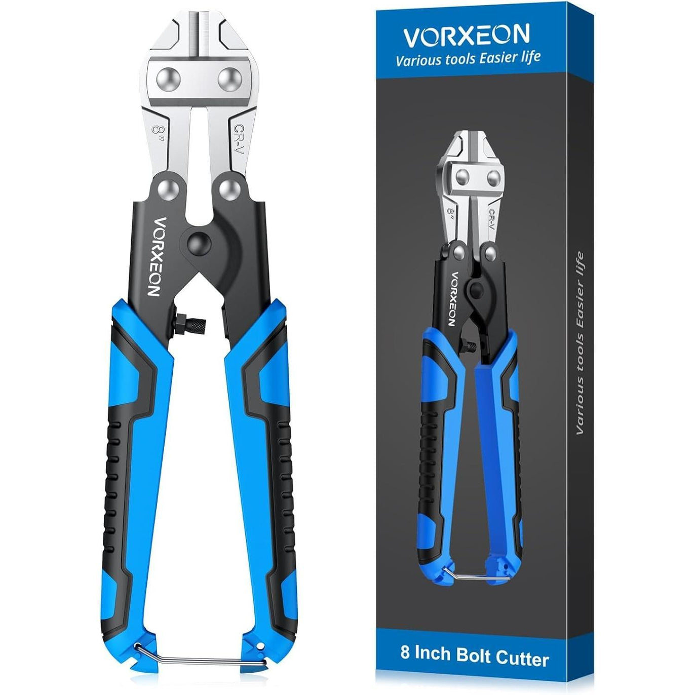 8-Inch Heavy-Duty Bolt Pliers with High-Leverage Chrome Vanadium Blades, Non-Slip Handle, and Dual Lever Design for Effortless Cutting of Steel, Iron, and Copper Wires