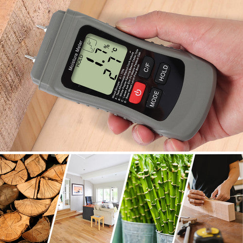 Handheld LCD Wood Moisture Test Meter with 2 Test Probe Pins and 2 Batteries