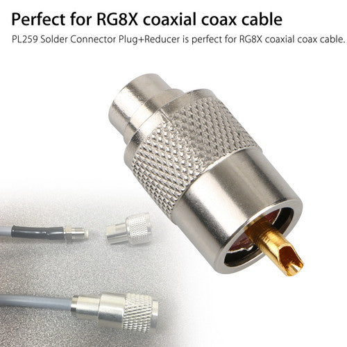 10-pack PL259 Solder Connector Plug with Reducer for RG8X Coaxial Coax Cable