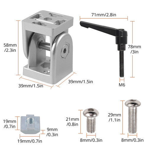 2x Gelenkverbinder Gelenk Aluprofil mit Hebel Klemmhebel Montagezubehör für 4040