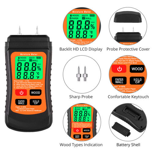 Digital LCD Wood Moisture Meter Detector Tester Humidity Hygrometer Test Tool