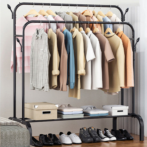 Heavy Duty Double Clothes Rail Storage Garment Shelf Hanging Display Stand Rack