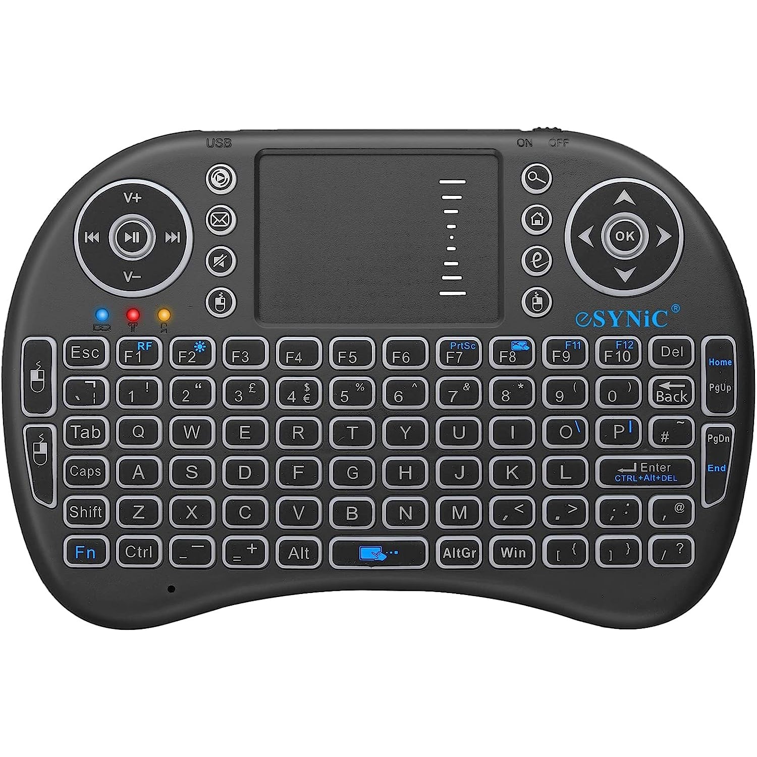 eSynic Backlit Keyboard Wireless 2.4GHz Keyboard Touchable Keyboard Po ...