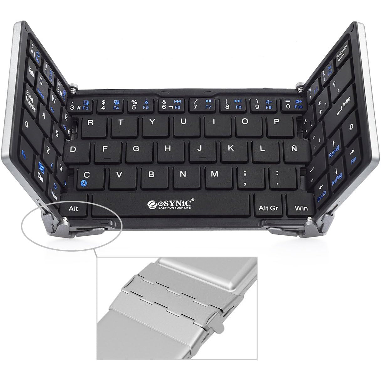 eSynic Wireless Mini Bluetooth Keyboard (Spanish) Foldable