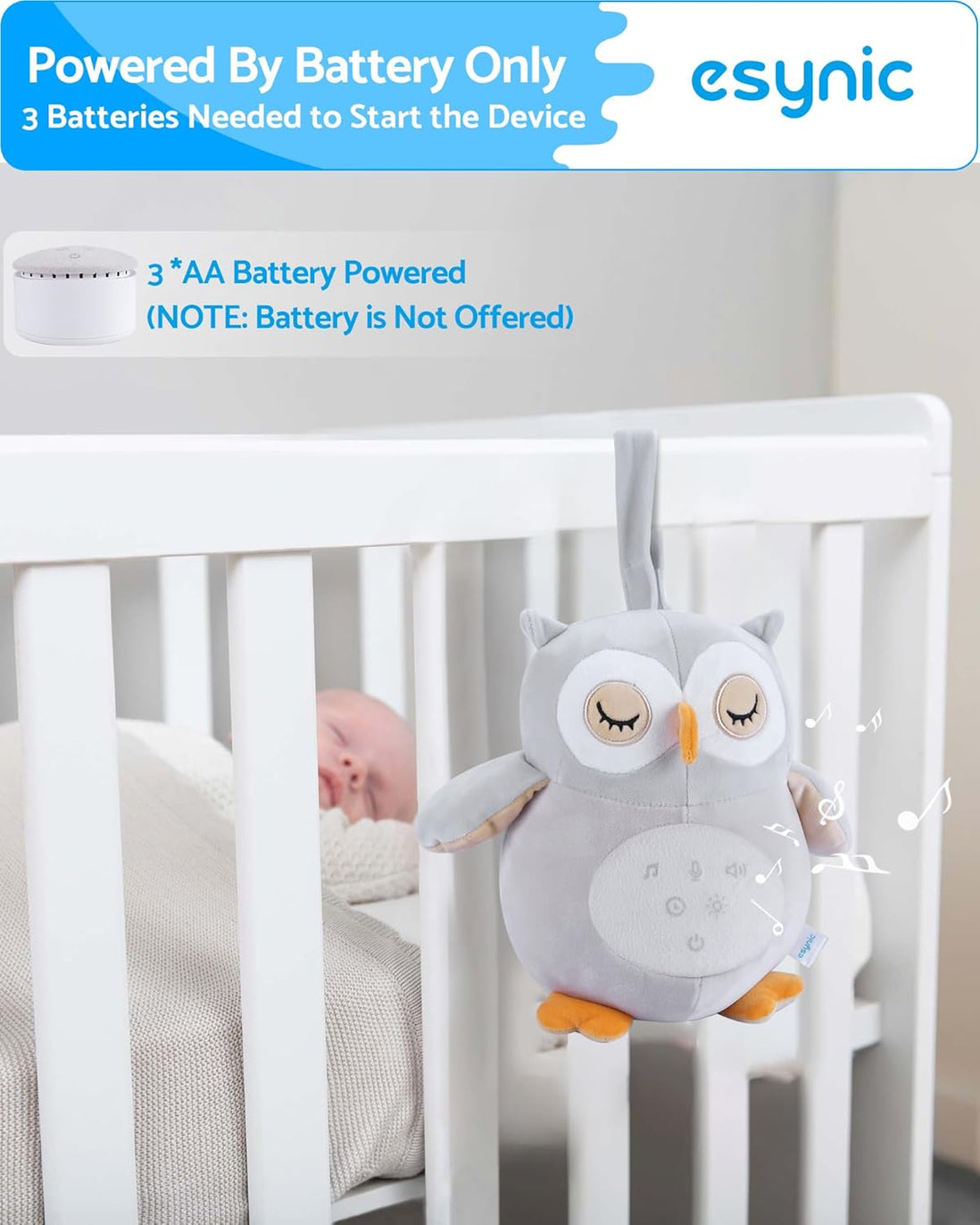 Owl Baby Sleep Soother, Baby Sound Machine, White Noise Machine Baby, 12 Sounds&Night Light, Wireless Speaker&Recording Function, Auto-Off Timer, Removable Washable, Baby & Toddler Sleep Aid