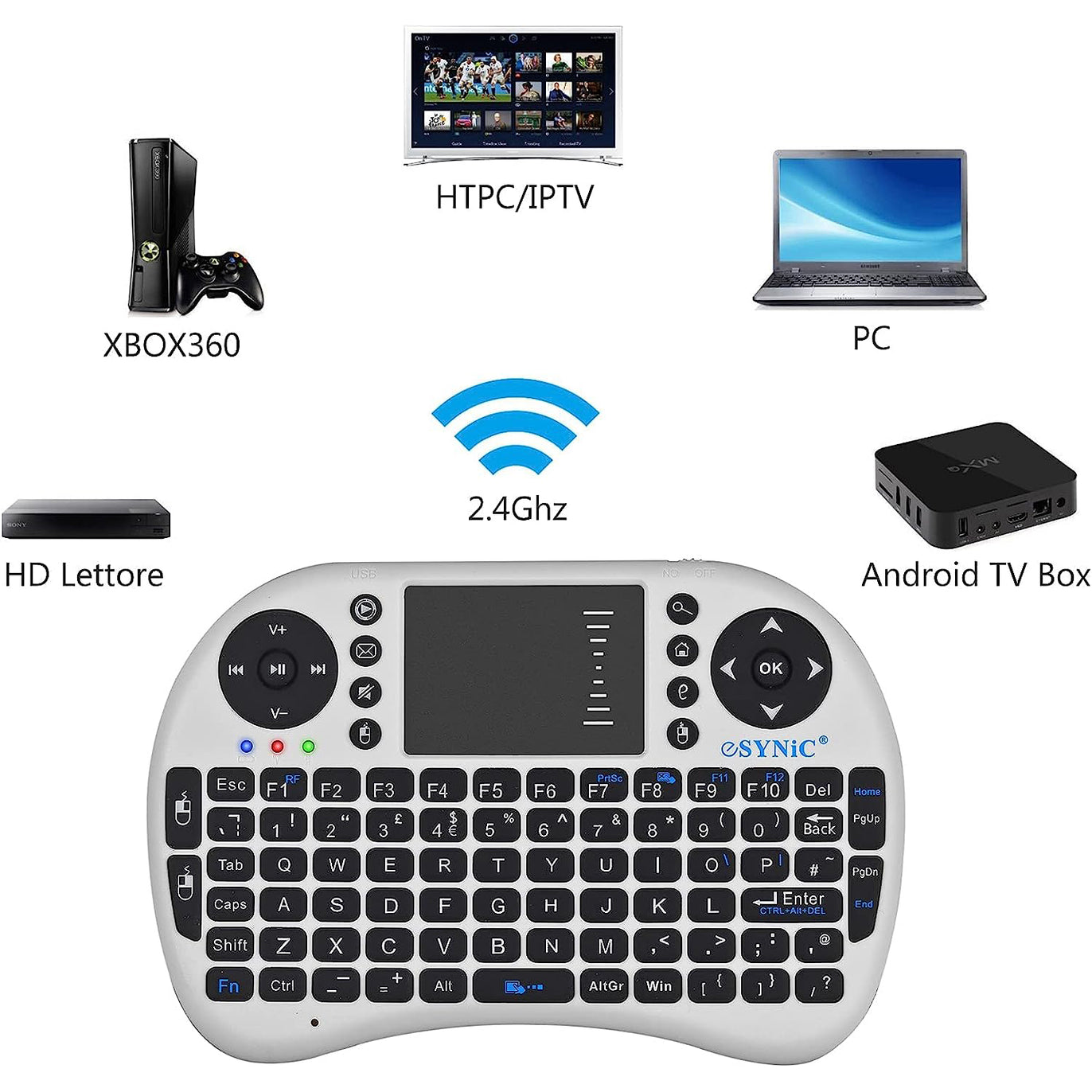 eSynic Mini Wireless Keyboard 2.4G Mini Wireless XBMC Keyboard