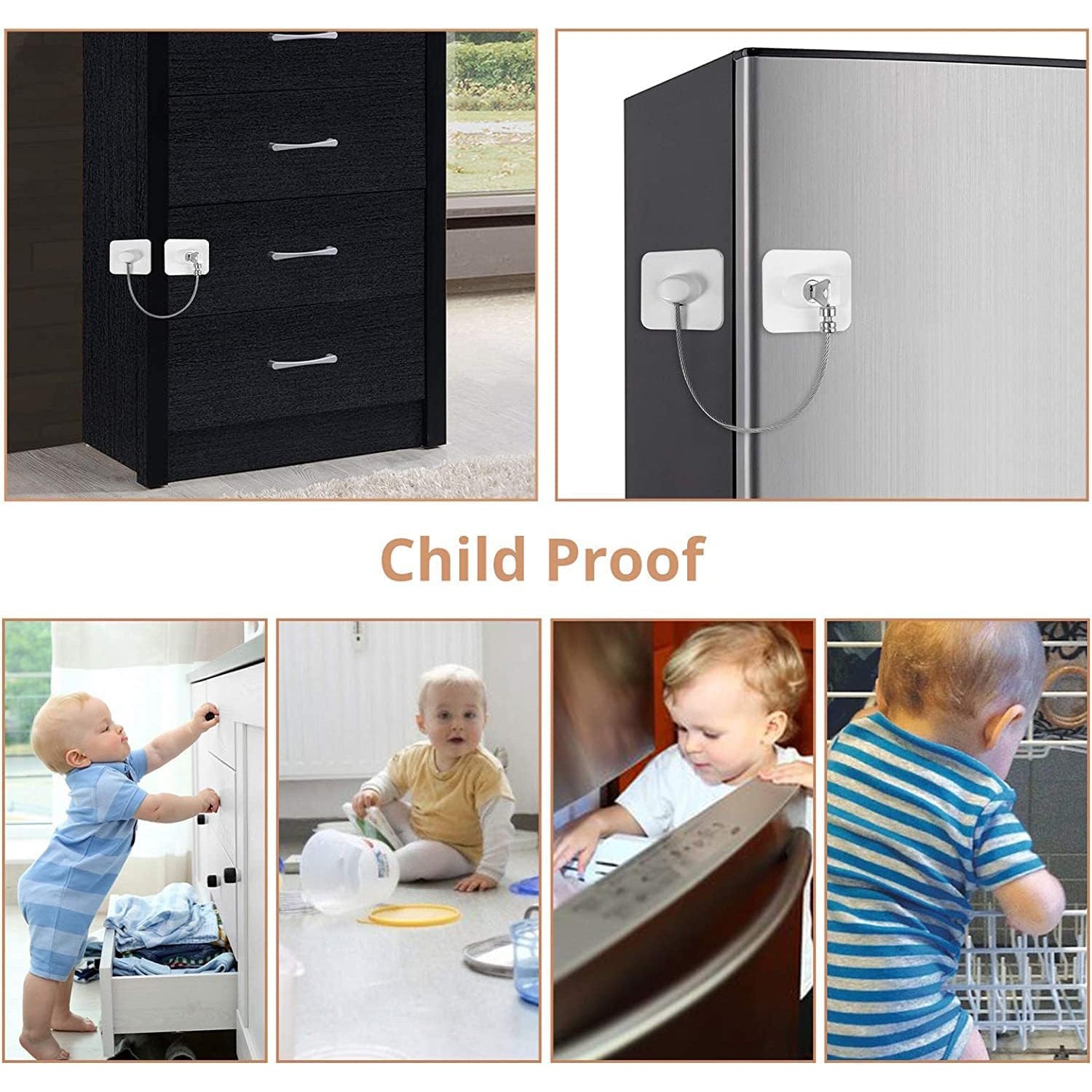 MUIN Highly Secured Refrigerator Lock with Key â€“ Mini Refrigerator Door  Lock for Children and Adults