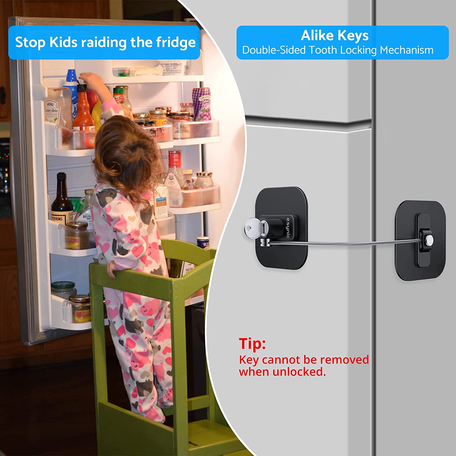 MUIN 43237-2 Highly Secured Refrigerator Lock with Key â€“ Mini  Refrigerator Door Lock for Children and Adults