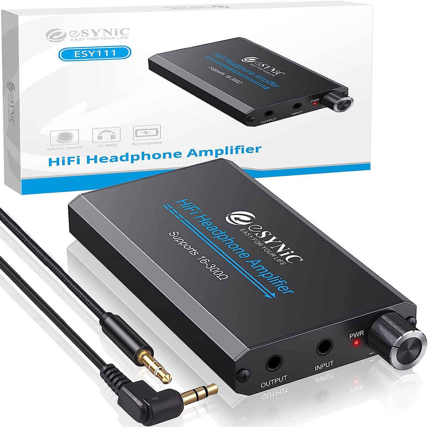 eSynic Professional 16-300Ω Headphone Amplifier,HiFi Earphone Amp 3.5mm
