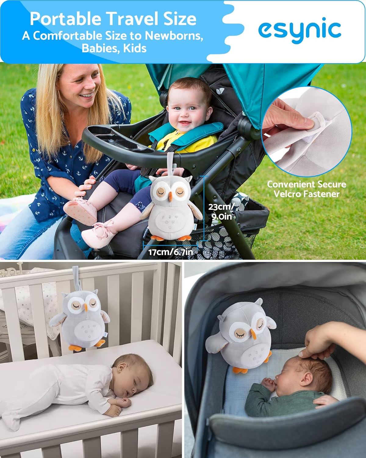 Owl Baby Sleep Soother, Baby Sound Machine, White Noise Machine Baby, 12 Sounds&Night Light, Wireless Speaker&Recording Function, Auto-Off Timer, Removable Washable, Baby & Toddler Sleep Aid