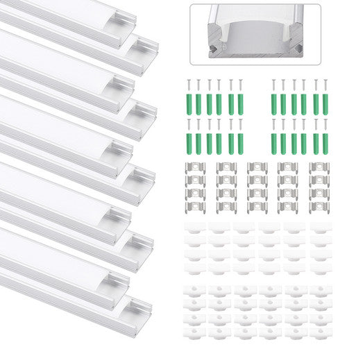 10 X LED Aluminum Channel Extrusion Profile U-Shape For LED Strip Light Cover