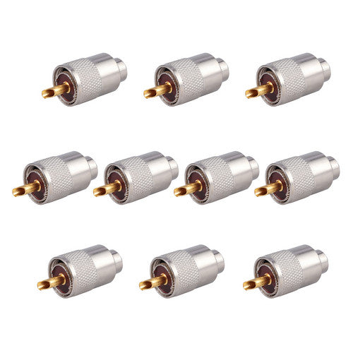 10-pack PL259 Solder Connector Plug with Reducer for RG8X Coaxial Coax Cable