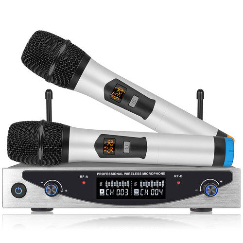 Professional Dual Wireless Microphone UHF Cordless Handheld Mic System Karaoke