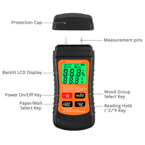 Digital LCD Wood Moisture Meter Detector Tester Humidity Hygrometer Test Tool