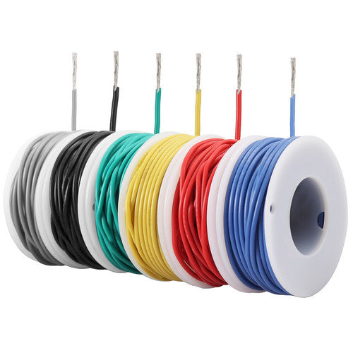 22AWG Flexible Silicone Wire Tinned Copper Cable 6Color Mixed Hook Up Wire Kit