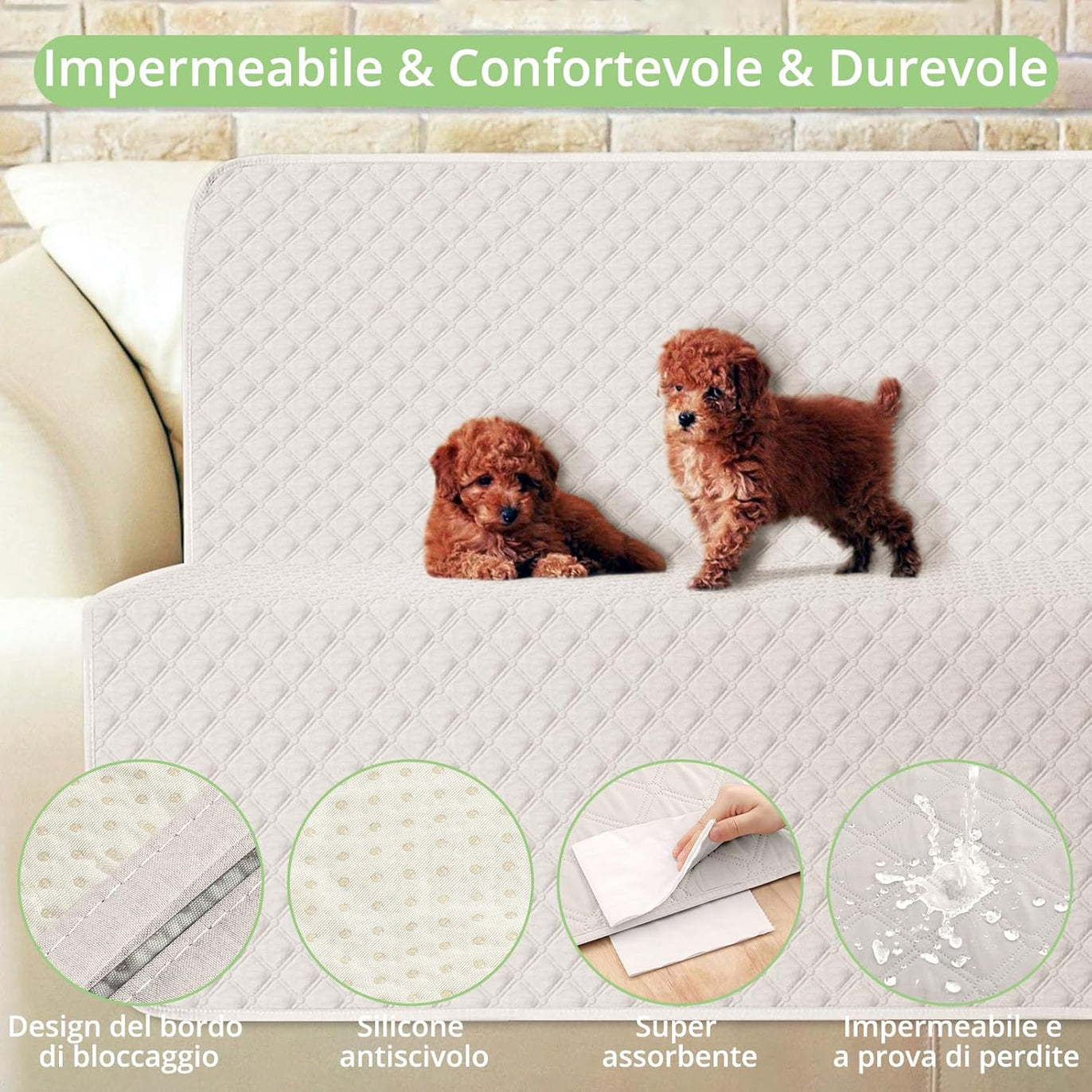 Waterproof Blanket for Dogs Cats, Sofa Cover for Pets, Washable and Non-Slip, Protection, Bed, Furniture, 137 x 208 cm, Cream