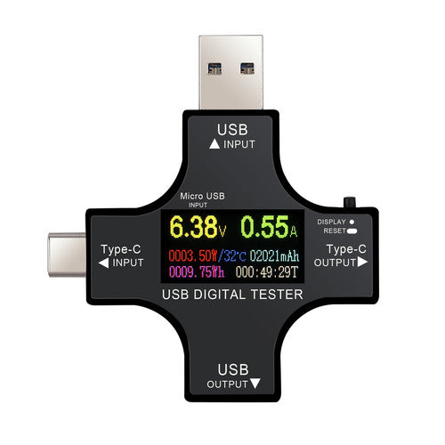 2 in 1 Type-C USB Meter Tester LCD Digital Multimeter Voltage Current Detector