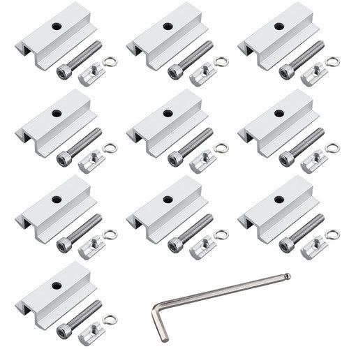 10Pcs Solar Panel Rail Bracket Mounting Aluminium Fixing Middle Clamp 70 mm