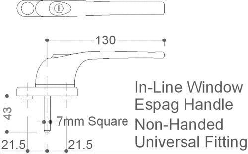 10PCS Universal Inline Espag UPVC Window Handle Key Locking Double Glazing 43mm