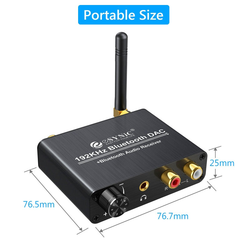 eSynic 192KHZ DAC Converter with Bluetooth 5.0 Receiver