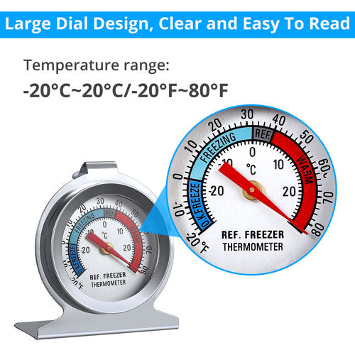 eSynic 4PACK Refrigerator Freezer Thermometer Large Dial Temperature Gauge for Cooking