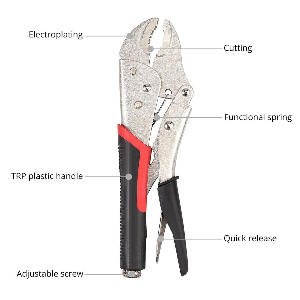 eSynic 6Pcs Locking Pliers C Clamp Set Vise Needle Long Nose Grip Curved Locking Tool