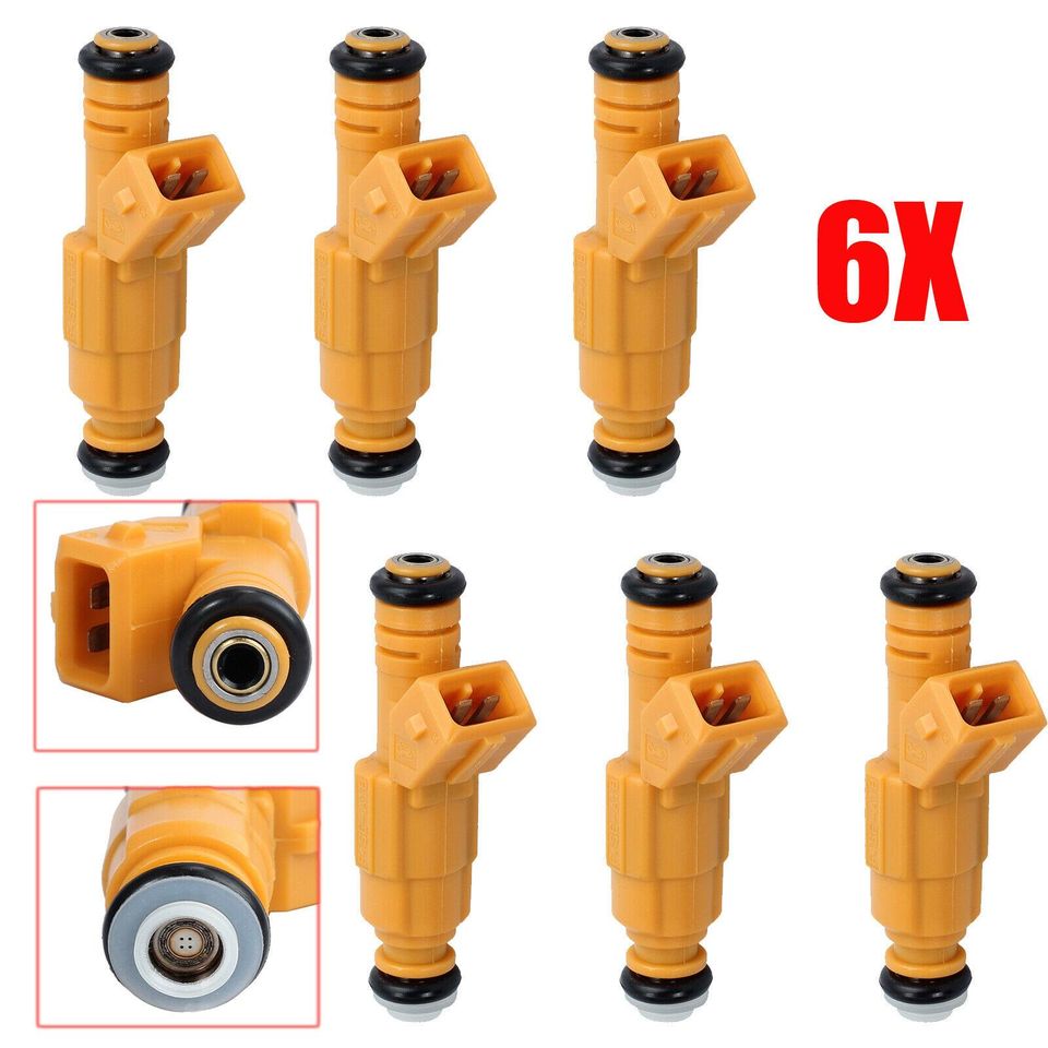 eSynic Set of 6 Fuel Injectors For 87-98 Jeep 4.0L Replace 0280155710 0280155700 4Hole