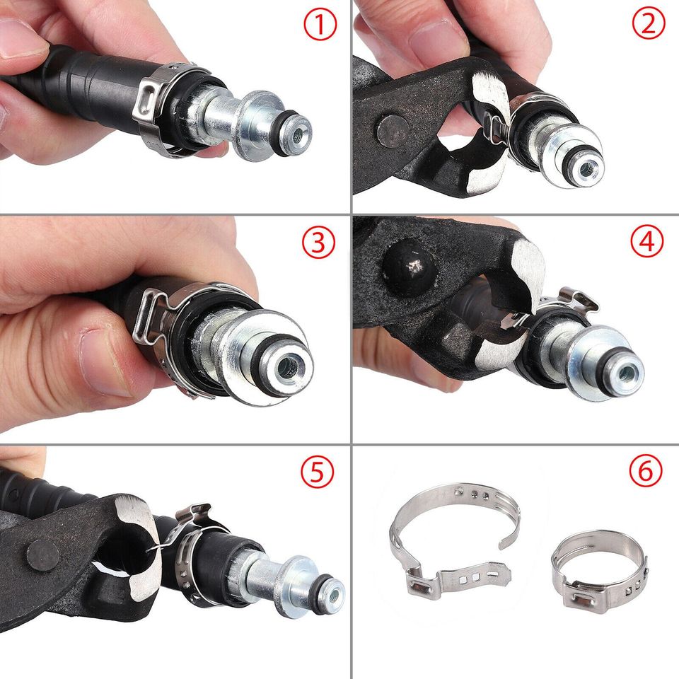 eSynic 130*Single Ear Stepless Hose Clamps&PEX Cinch Clamp/Ear Hose Clamps Crimper Tool