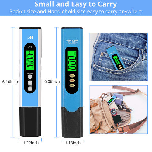 Digital LCD PH Meter Pen AND TDS EC Water Purity PPM Temperature Tester Tool