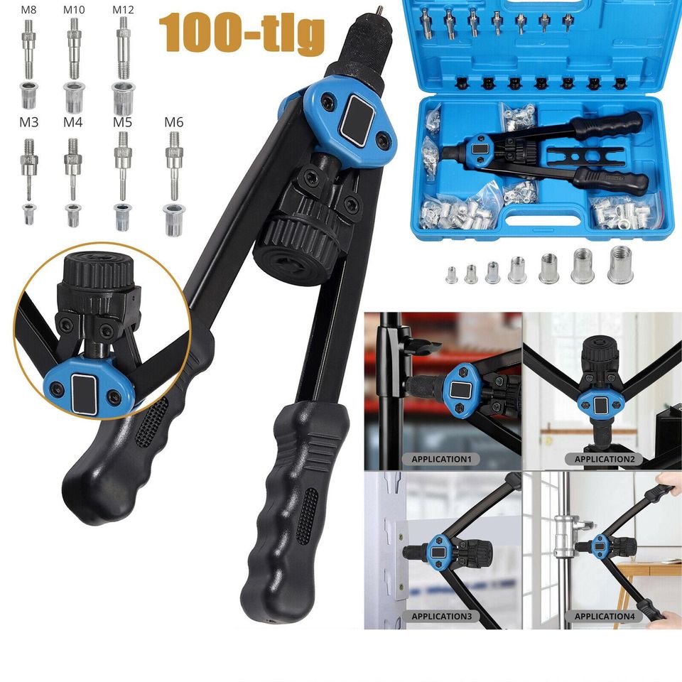 eSynic Rivet Nut Installation Tool Kit Rivet Gun Tool Manual Riveter Rivnut Fixed Nut Riveting