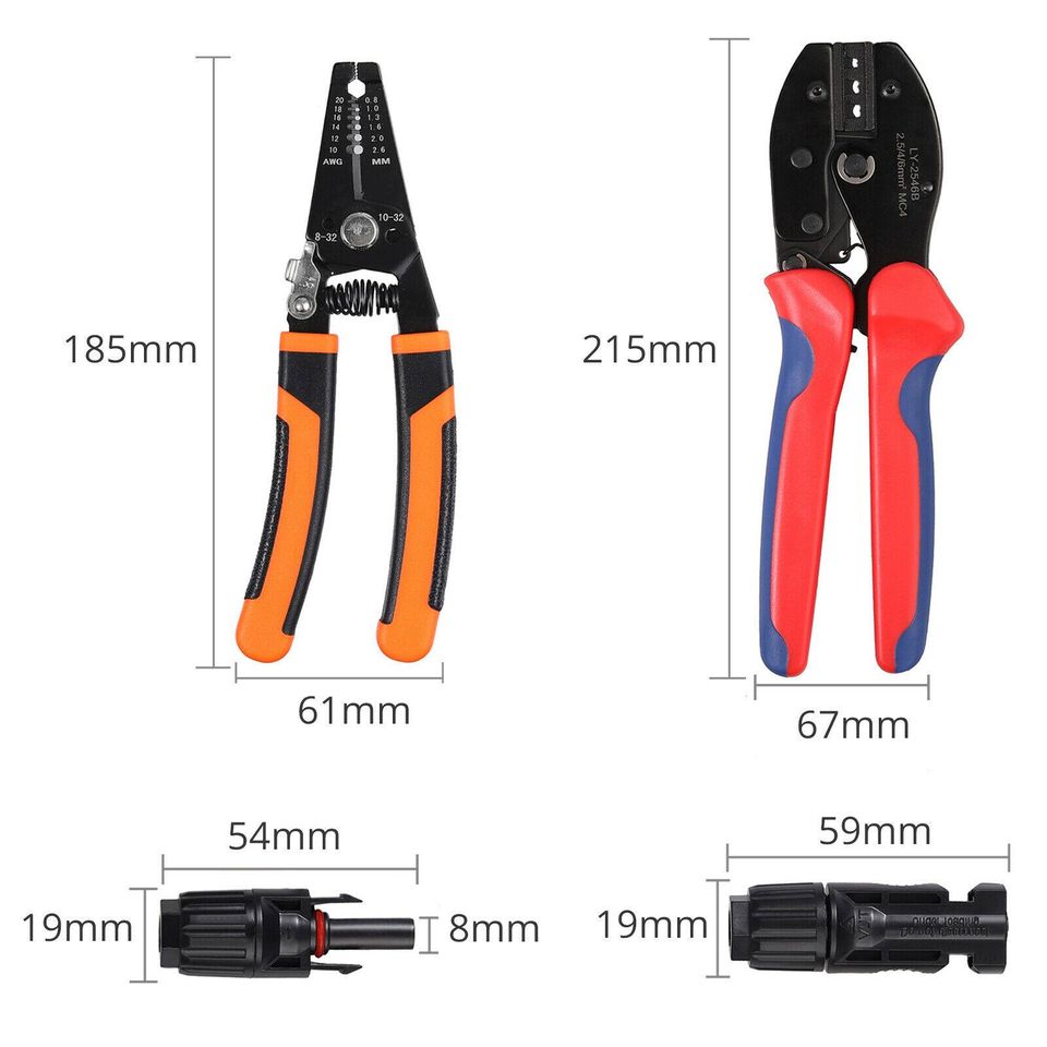 eSynic 10x connector1-1 solar connector + crimping pliers US