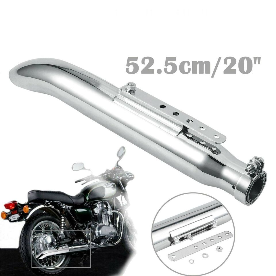 eSynic 20'' Universal Motorcycle Exhaust Muffler Pipe Silencer For Harley Cafe Racer