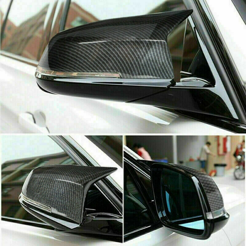 eSynic Carbon Fiber Black Rear Mirror Cover Caps for BMW F30 F31 320i 328i 330i 335i