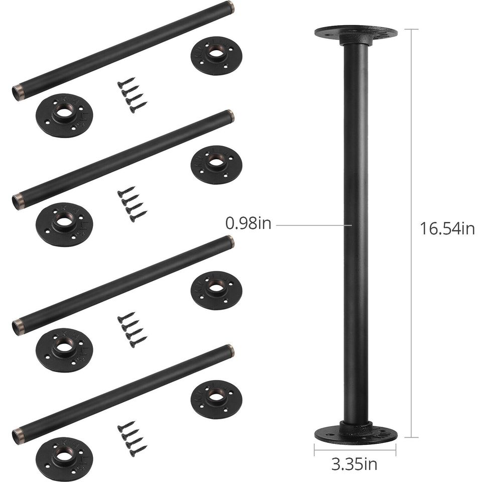 eSynic 4Pcs 16.5 in Industrial Metal Table Legs 3/4
