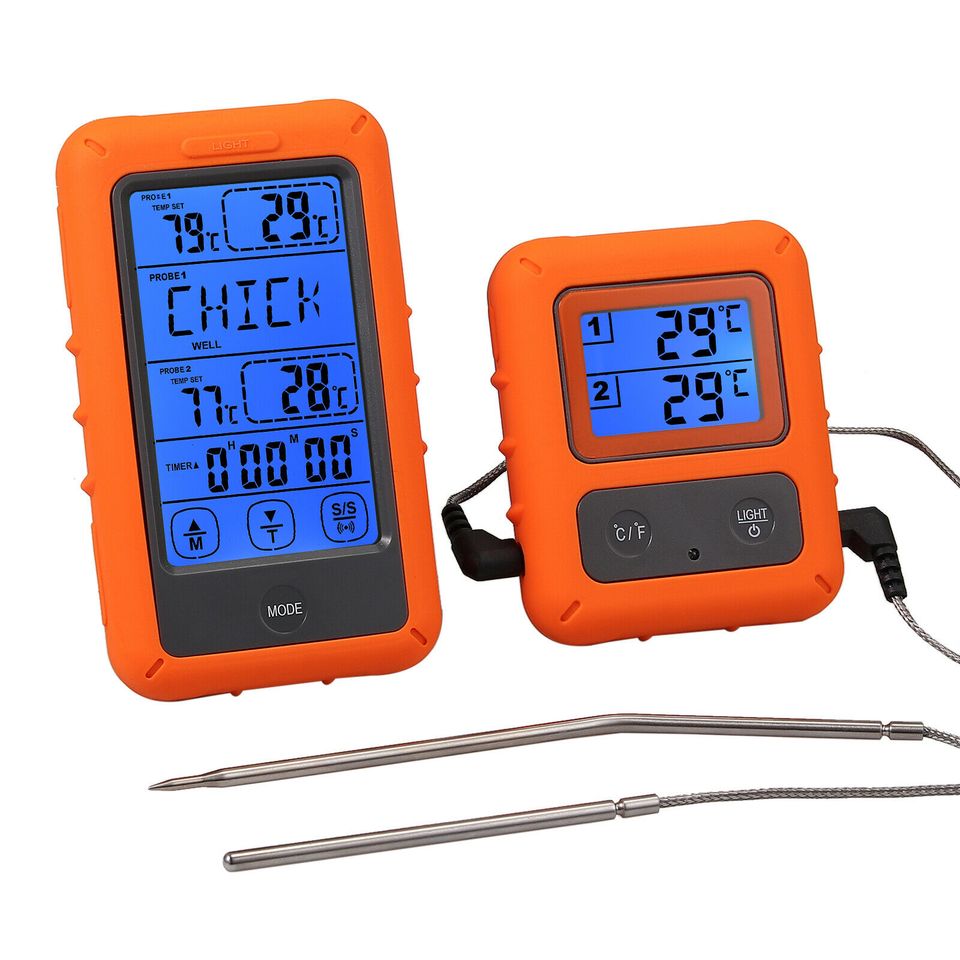 eSynic Wireless Remote Digital Food Cooking Thermometer w/ Dual Probe for Smoker Grill