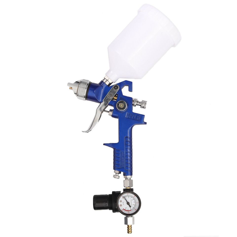 eSynic 1.4+0.8mm 2 HVLP Gravity Feed Spray Gun w/ Regulator Auto Air Paint Primer &Case