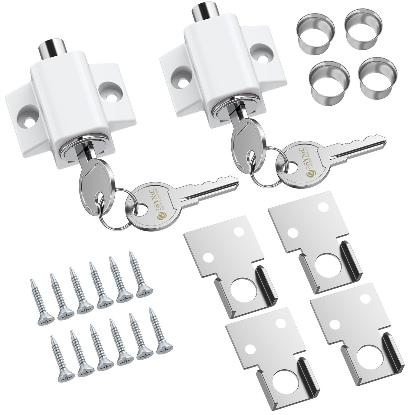 eSynic 2Pcs Sliding Patio Lock Sliding Patio Door Catches Set Security Lock