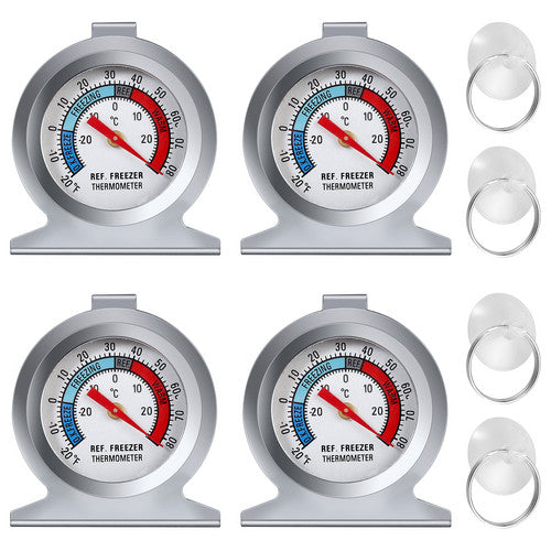 eSynic 4PACK Refrigerator Freezer Thermometer Large Dial Temperature Gauge for Cooking