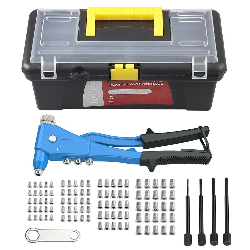 eSynic 10 in Rivet Nut Gun M3-M6 Hand Riveter Rivet Gun with 100pcs Nut Setting System