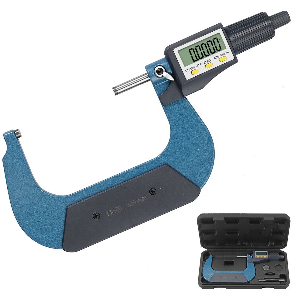 eSynic 0.00005 in Outside Micrometer 75-100mm/3-4in Electronic Digital Micrometer Tool