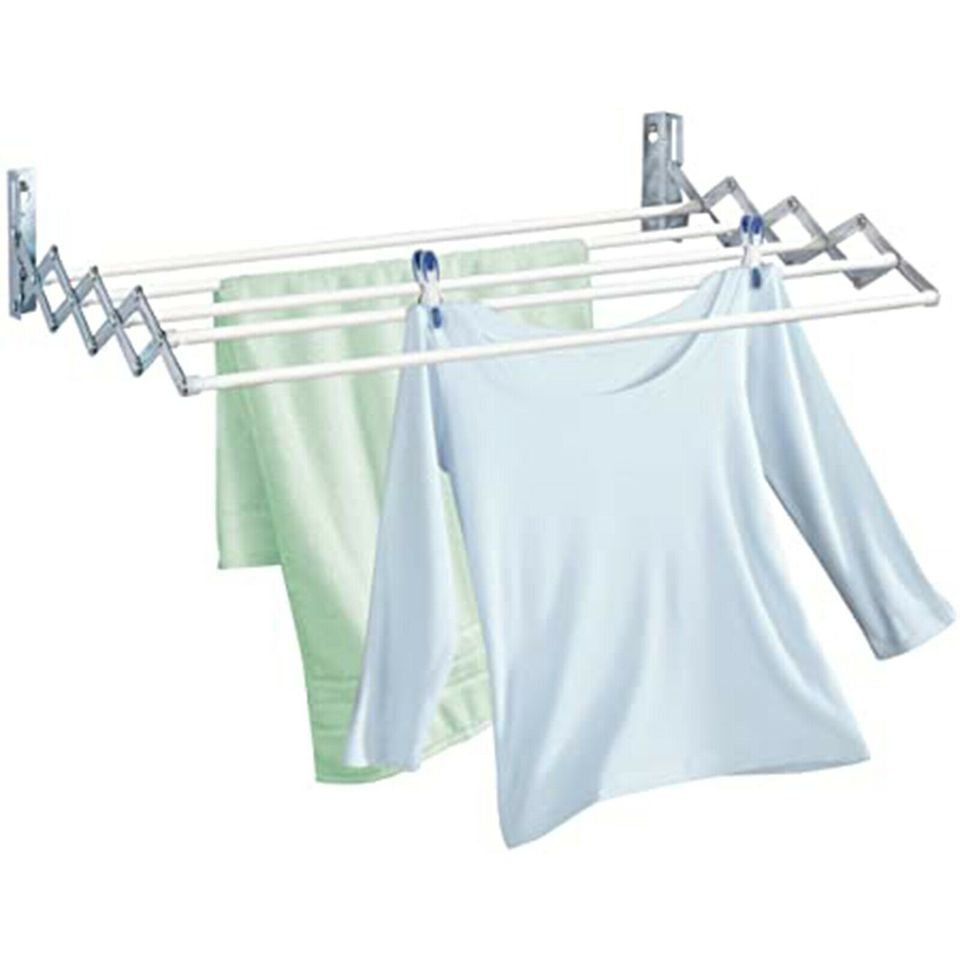 eSynic 80cm Wall Mounted Expandable Cloth Drying Towel Rack Retractable Laundry Hanger DE