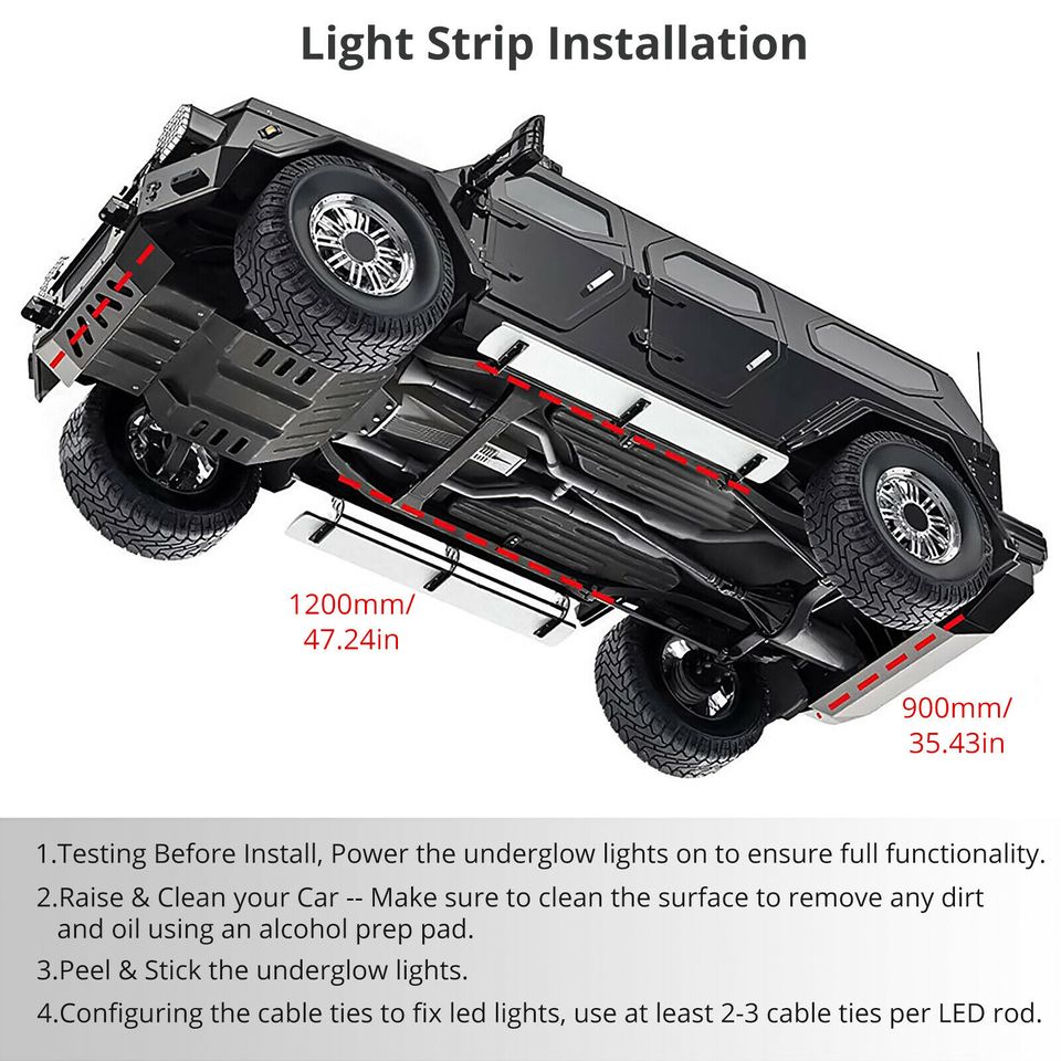 eSynic 4 PCS RGB LED Strip Under Car Tube Underglow Underbody System Neon Lights Kit US