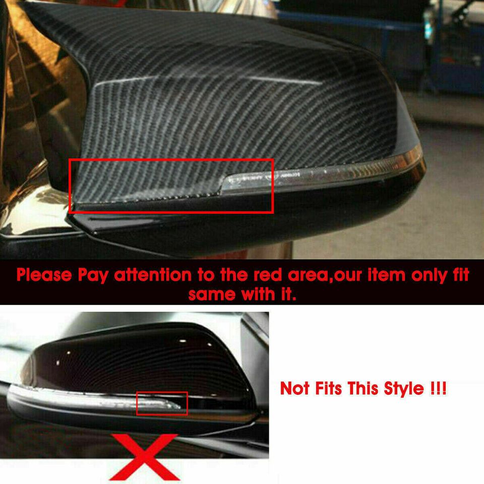 eSynic Carbon Fiber Black Rear Mirror Cover Caps for BMW F30 F31 320i 328i 330i 335i