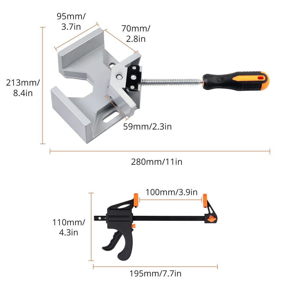 eSynic 2X 90 Degree Right Angle Corner Clamp Woodworking w/ 4'' Bar Quick Grip F Clamps US
